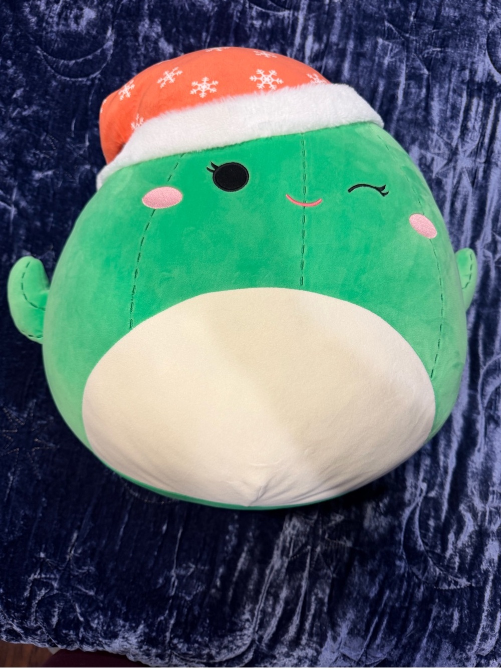Squishmallows Green Cream Cactus with Red Holiday Hat